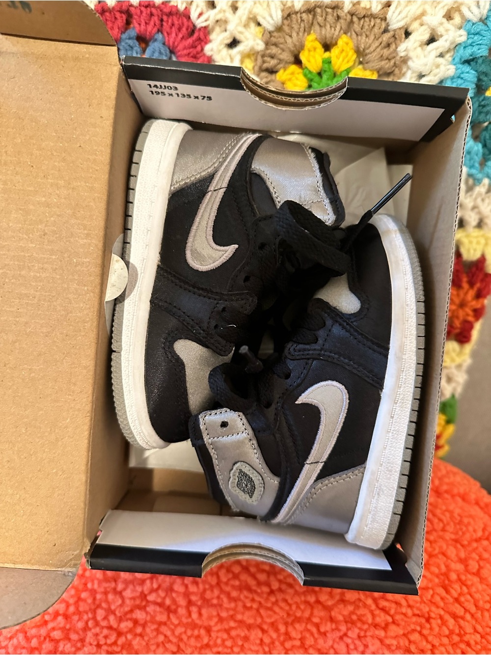 Toddler Nike Jordan 1 Hi Black and Silver Size 6C
